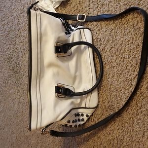 Black and White Purse with Black Studs on the Sides